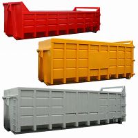 15 cyd to 50 cyd roll-on-roll-off (RO/RO) open top skip containers for waste management and steel scrap, wood and cardboard recycling.